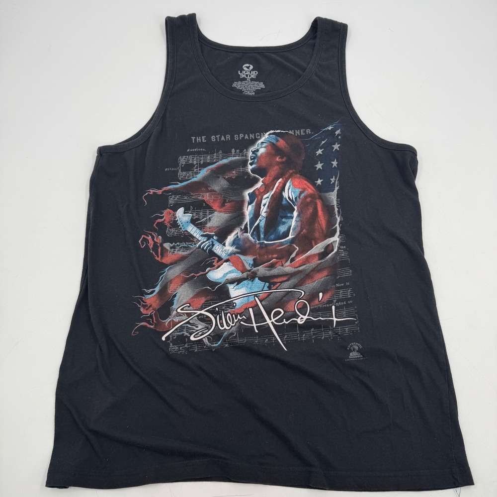 Liquid Blue Jimi Hendrix Star‎ Spangled Banner Tank Top Mens XL Black Music
